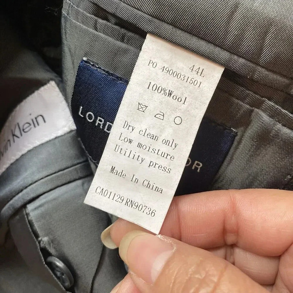 Calvin Klein Lord & Taylor Men's 44L Slim Fit Suit Blazer Jacket Gray 100% Wool - Picture 6 of 14